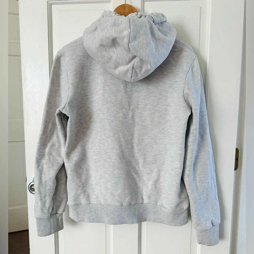Superdry Vintage Cooper Classic Gray Hoodie Sweatshirt Red Logo Women’s Size 6 - Picture 5 of 14